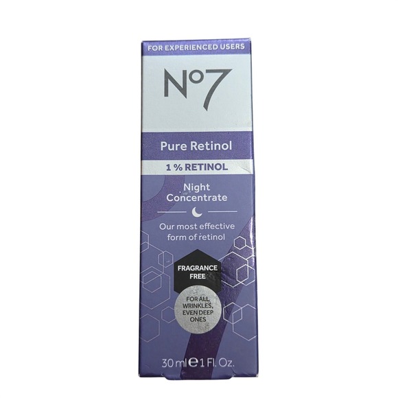 No7 Other - No7 Pure Retinol 1% Night Concentrate 30ml Fragrance Free Anti-Aging Serum Boxed